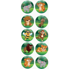 Zoo Animals Cartoon Stickers - Roll of 50's 