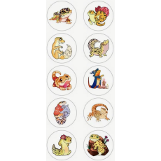 Lizard Cartoon Stickers - Assorted - Roll of 50's