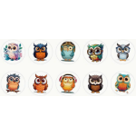 Owl Stickers - Assorted - Roll of 50's Owl Stickers - Assorted - Roll of 50's