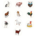 Round Farm Animal Stickers 