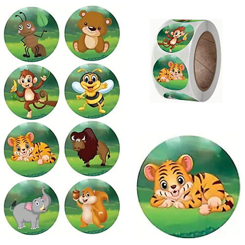 Comic Sticker Zoo Zoo Animals Cartoon Stickers - Roll of 50's